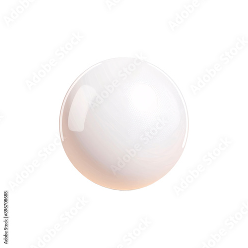 A white ball with a shiny surface. The ball is round and has a smooth texture. It is made of a translucent material, which gives it a unique. Isolated on PNGs transparent background