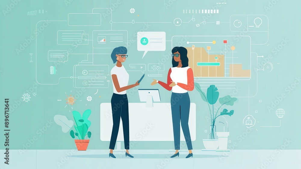 Two people interacting through a device with AI translation, translated text visible on the screen, Intercultural communication, AI translator Two people interacting through a device with AI translation, translated text visible on the screen, Intercultural communication, AI translator