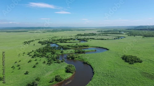 夏の釧路湿原ドローン空撮