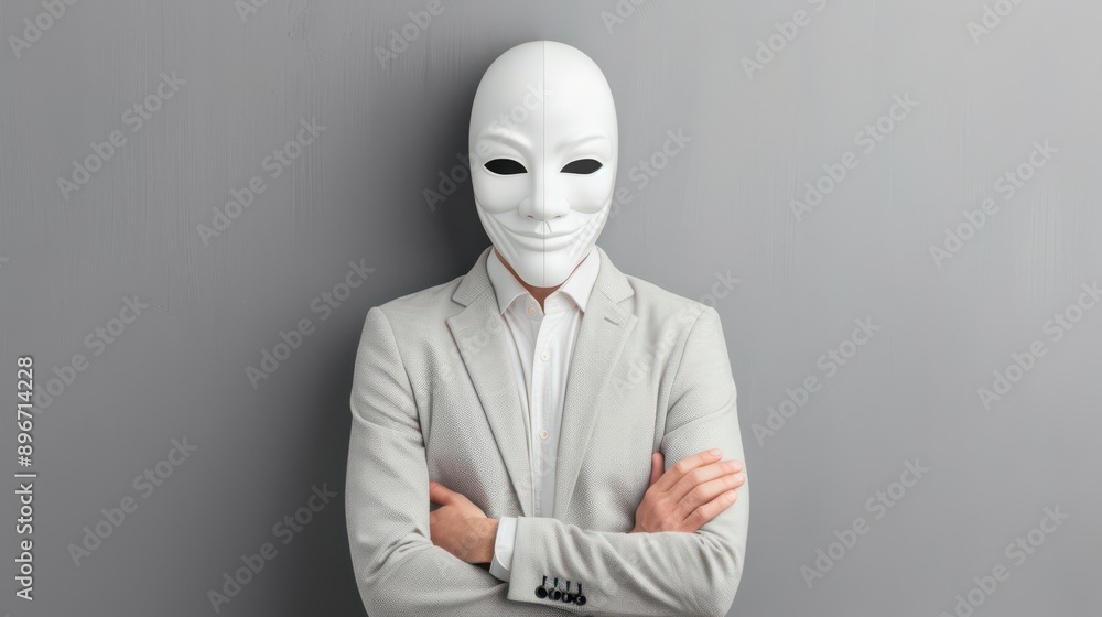 Two-faced person, one side smiling, other side plotting, Cheat, duplicity and hidden motives Two-faced person, one side smiling, other side plotting, Cheat, duplicity and hidden motives