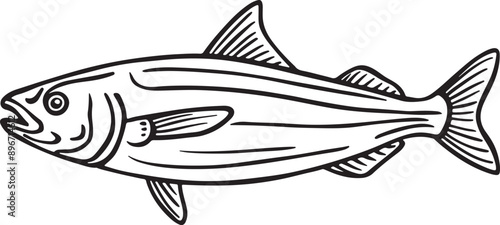 Line Artwork of Anchovy fish