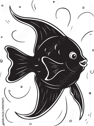Silhouette Artwork of angel fish
