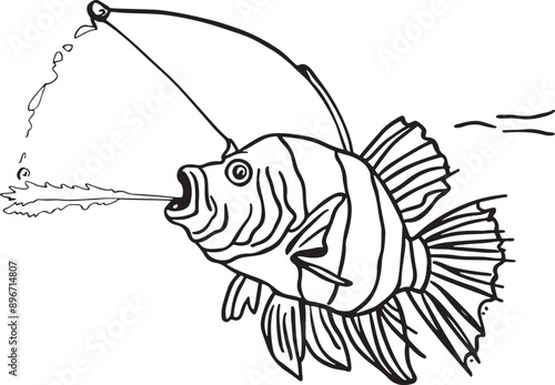 Illustration Artwork of archery fish