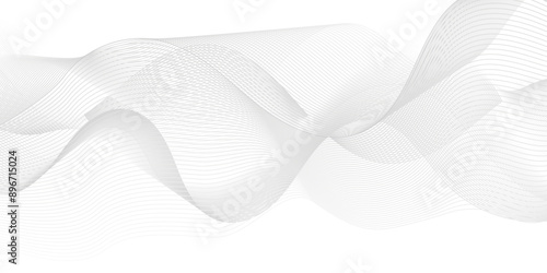 Vector Abstract white digital blend wave lines and technology background. Modern white flowing wave lines and glowing moving lines. Futuristic technology and sound wave lines background.