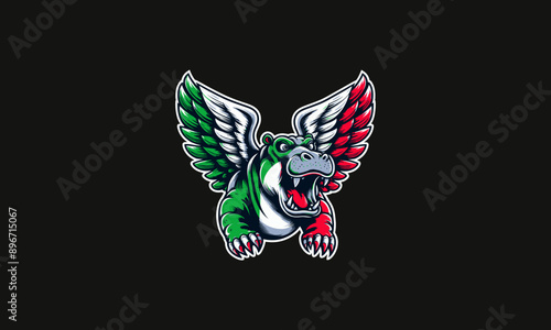 hippo with wings italy vector illustration artwork design