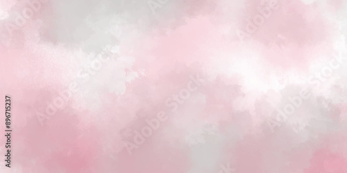  pink and gray powder explosion isolated on white background.. Smoke picture in soft focus .Soft pastel hues blend smoothly on a textured surface Hand painted watercolor sky and clouds,