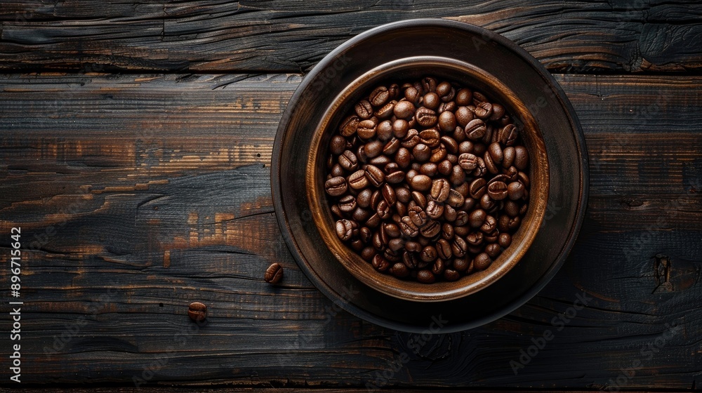 Coffee Beans in a Cup on Dark Wooden Background Coffee Beans in a Cup on Dark Wooden Background
