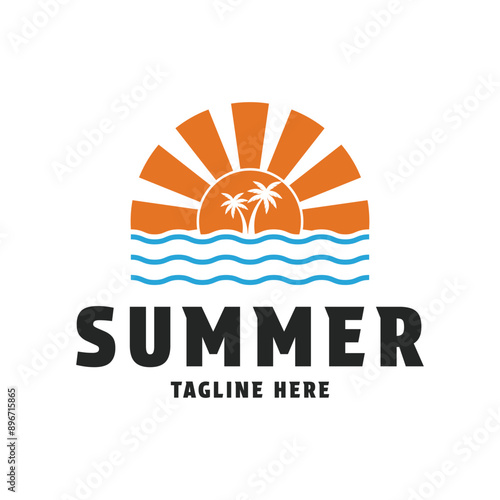 summer beach logo design concept idea