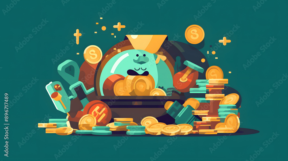Fototapeta premium Item game Illustration Flat Vector
