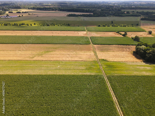 Aerial View of Countryside Fields