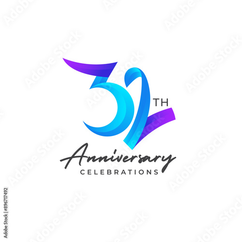 Free Download 32 years anniversary logo design. Anniversary logo design template. - GFXLoad