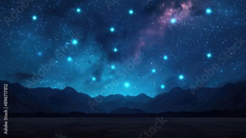 Wallpaper Mural Star-filled night sky with floating ethereal symbols, subconscious thoughts visualized, dreamlike scenario, mysterious mindset representation, celestial magic Torontodigital.ca