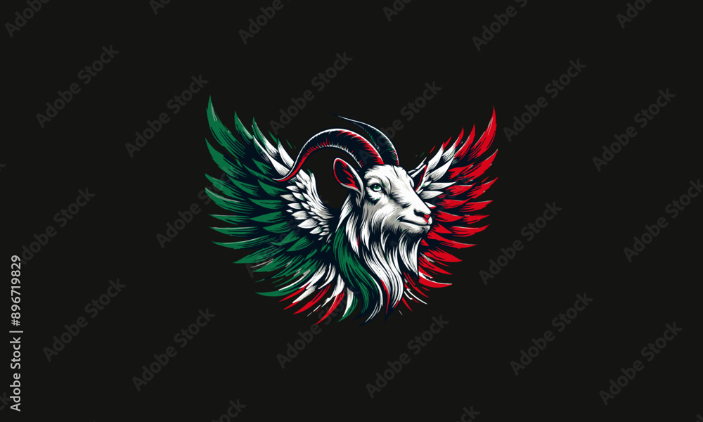 Obraz premium head goat with wings vector illustration logo design