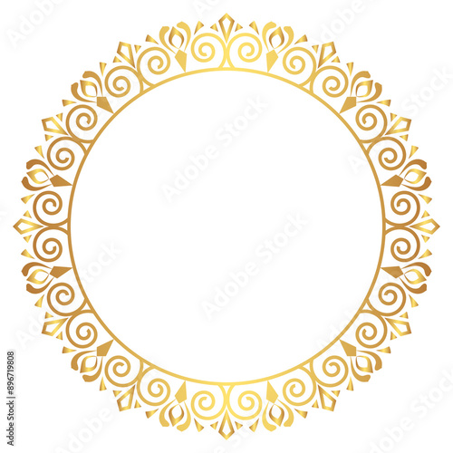 Indian flower mandala art with luxury golden circle frame transparent vintage gold circular pattern	
