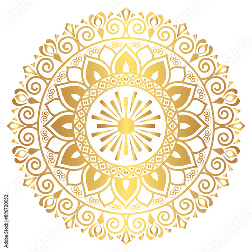 Ethnic mandala decoration pattern set with luxury golden royal arabesque islamic for wedding invitation card in gold transparent background