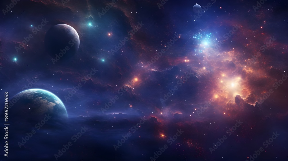 Space Background Featuring a Cosmic Tapestry of Stars, Planets, and Nebulae Space Background Featuring a Cosmic Tapestry of Stars, Planets, and Nebulae