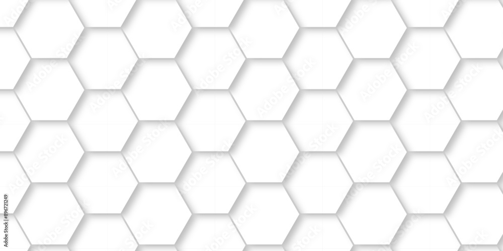 Vector geometry science and technology cover web white honeycomb texture .Abstract white 3d hexagon light creative digital concept vector surface grid hexagonal tile and mosaic background. Vector geometry science and technology cover web white honeycomb texture .Abstract white 3d hexagon light creative digital concept vector surface grid hexagonal tile and mosaic background.