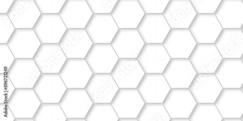 Vector geometry science and technology cover web white honeycomb texture .Abstract white 3d hexagon light creative digital concept vector surface grid hexagonal tile and mosaic background. 