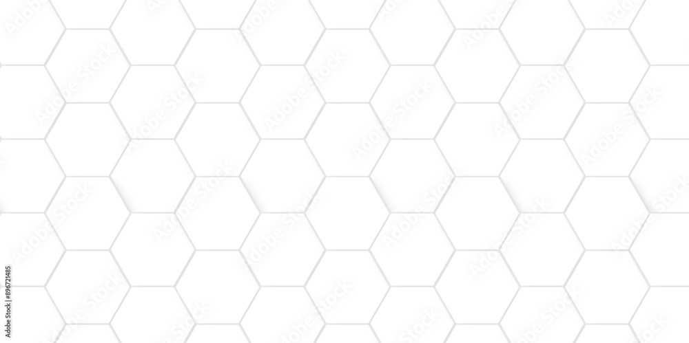 Abstract hexagonal futuristic geometric backdrop White background and embossed hexagon , honeycomb white hexagon concept design abstract technology background vector background, or wallpaper.
