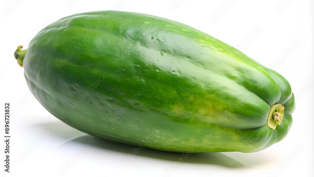 Raw green papaya on isolate white background, Clipping path, Selective focus Raw green papaya on isolate white background, Clipping path, Selective focus