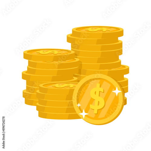 stacked golden dollar coins vector illustration