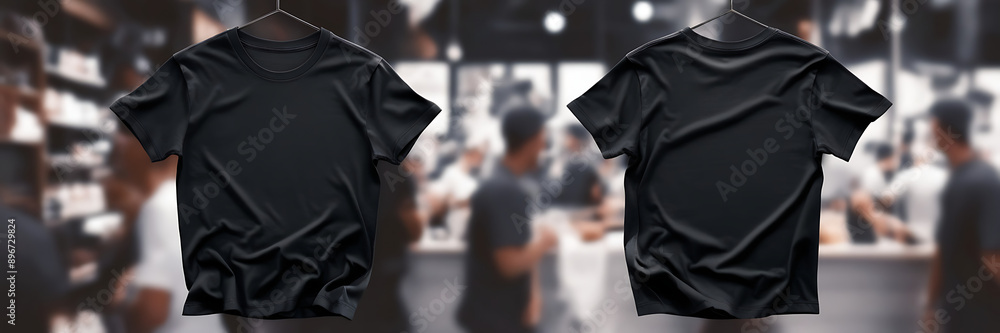 Fototapeta premium Black tshirt front and back mockup