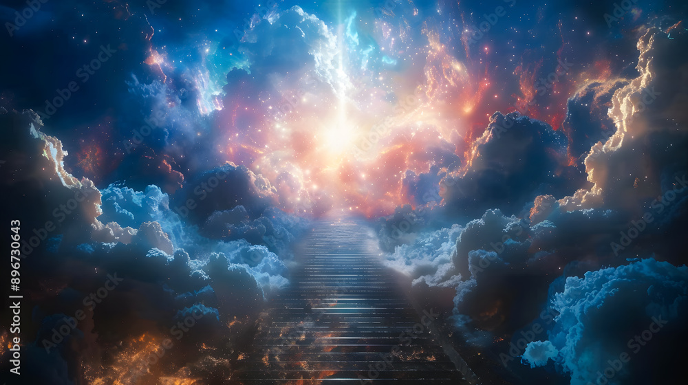 Glory at the End of the Stairway Symbol of Heaven's Gates, Meeting God and Rewards of Christianity Glory at the End of the Stairway Symbol of Heaven's Gates, Meeting God and Rewards of Christianity