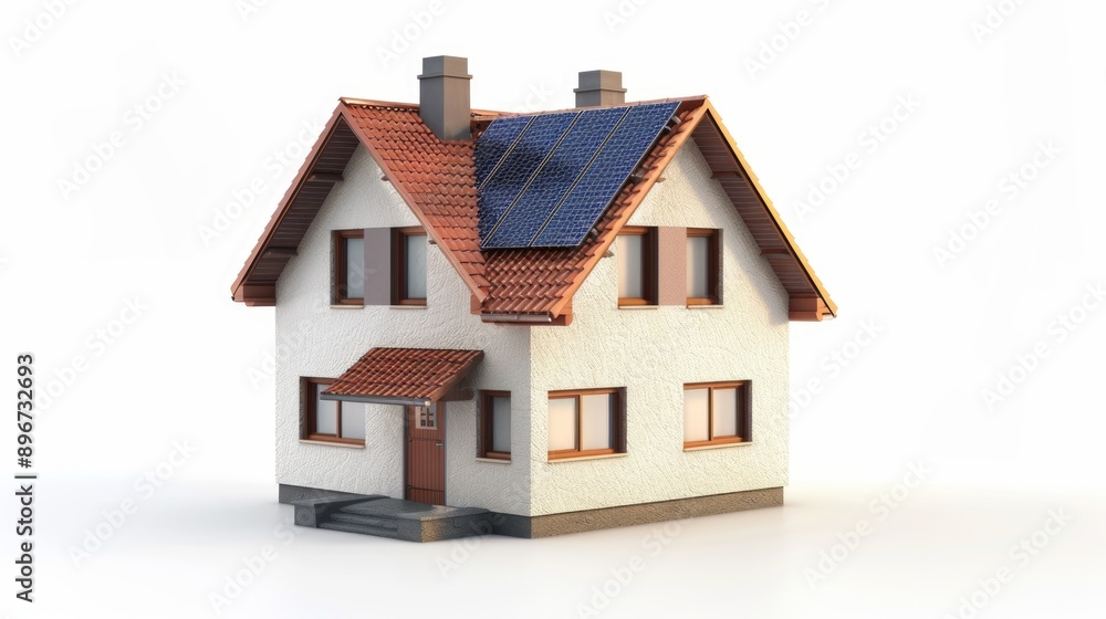 House with photovoltaic or solar panels isolated House with photovoltaic or solar panels isolated