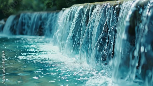 Water cascading over a smooth rock surface