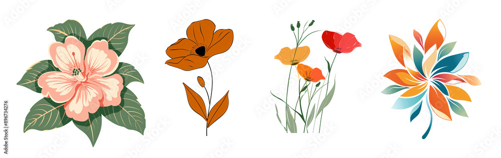 Obraz premium Colorful Flower Arrangements in Black Background