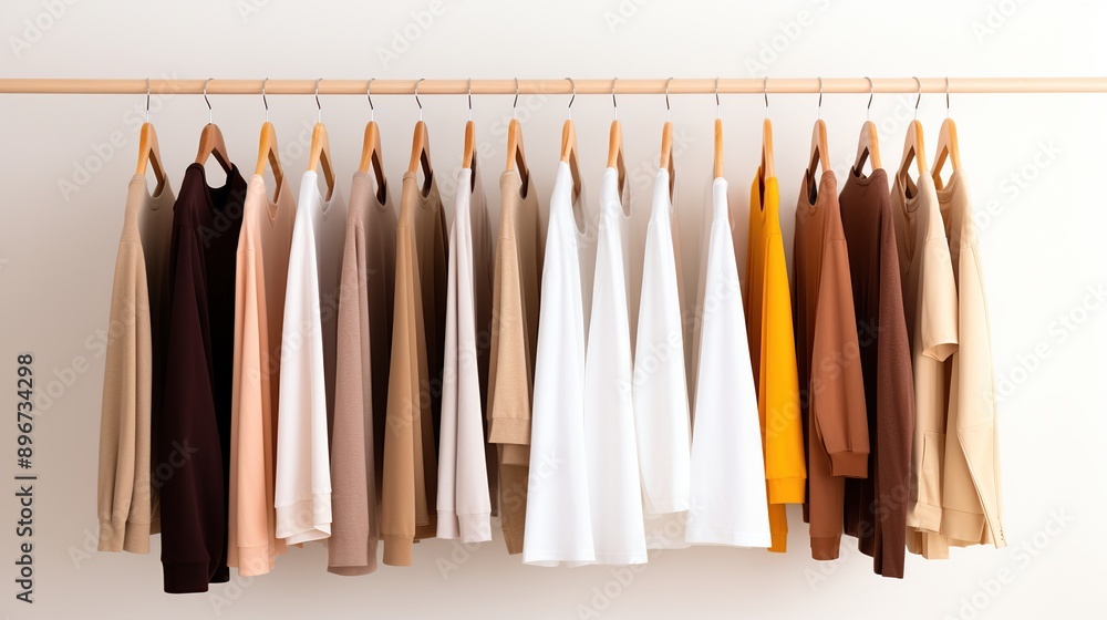 Neutral Tones on a Wooden Hanger Rack Neutral Tones on a Wooden Hanger Rack