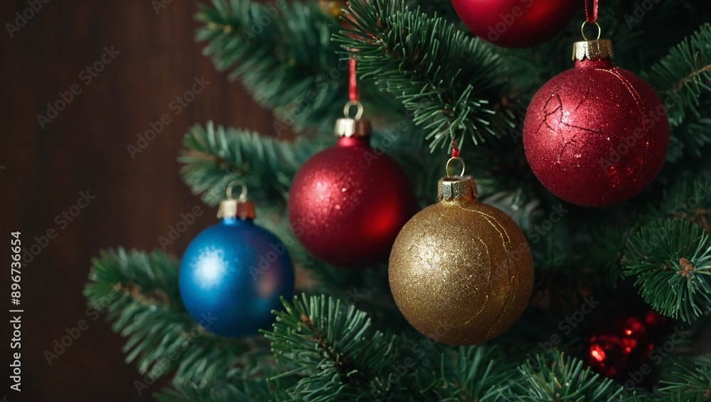 generative ai Christmas decoration on dark brown wooden background.
generative ai Christmas decoration on dark brown wooden background.