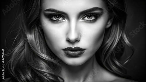 Wallpaper Mural Elegant female model's exquisite facial features dramatically emphasized through high-contrast black and white tones in a stunning, intimate close-up portrait. Torontodigital.ca