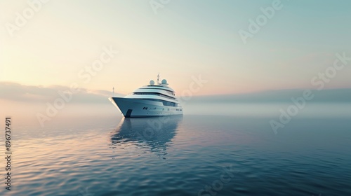 Luxury Yacht Sailing Through Misty Waters