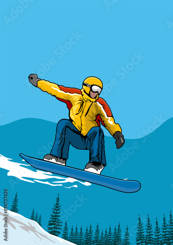 snowboarding illustration sketch design icon logo poster vector	