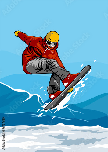 snowboarding illustration sketch design icon logo poster vector	