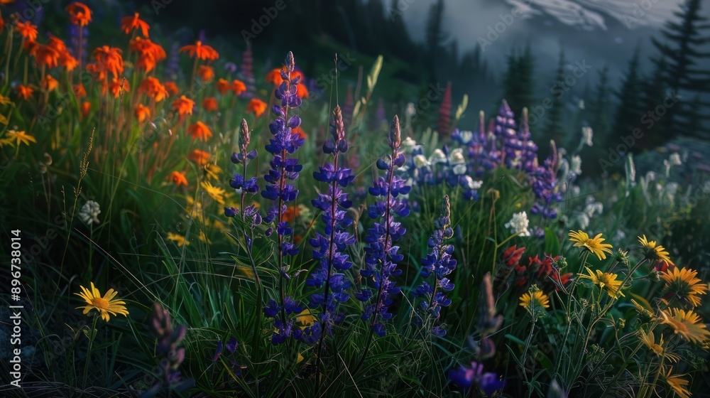 Vibrant Wildflowers in a Mountain Meadow Vibrant Wildflowers in a Mountain Meadow