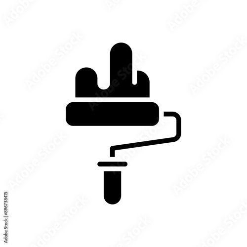 Illustration vector of a brush and paint on a wall, for the copy image mark, color and text on the application.