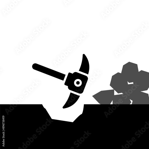 Adze. Vector illustration of an editable and color-changing tool digging tools or u gems.
