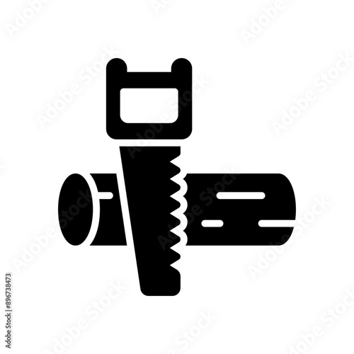 Vector illustration of a saw and wood, a symbol for cutting or wood cutting.