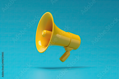 A cartoony yellow megaphone over a blue background. Generative AI