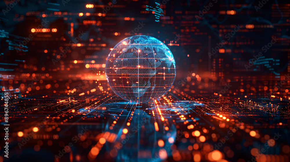 Technological Chaos in the Digital World: Distorted Global Data Streams with Glitch Effects on Dark Background Technological Chaos in the Digital World: Distorted Global Data Streams with Glitch Effects on Dark Background