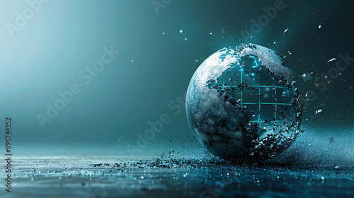 Digital World Globe Malfunction - Concept of Instability and Disarray with Copy Space
