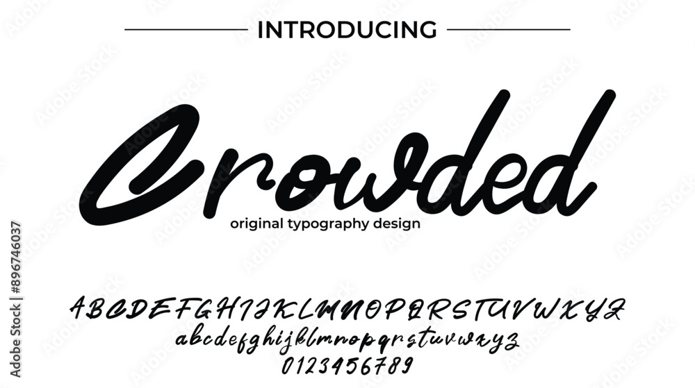 Crowded Font Stylish brush painted an uppercase vector letters, alphabet, typeface