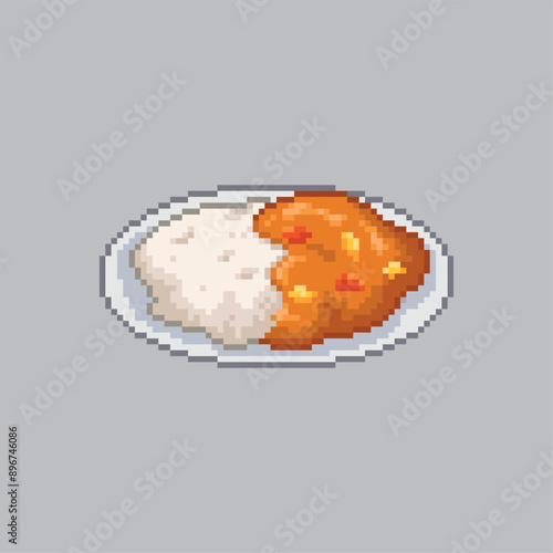 Curry rice, pixel art food