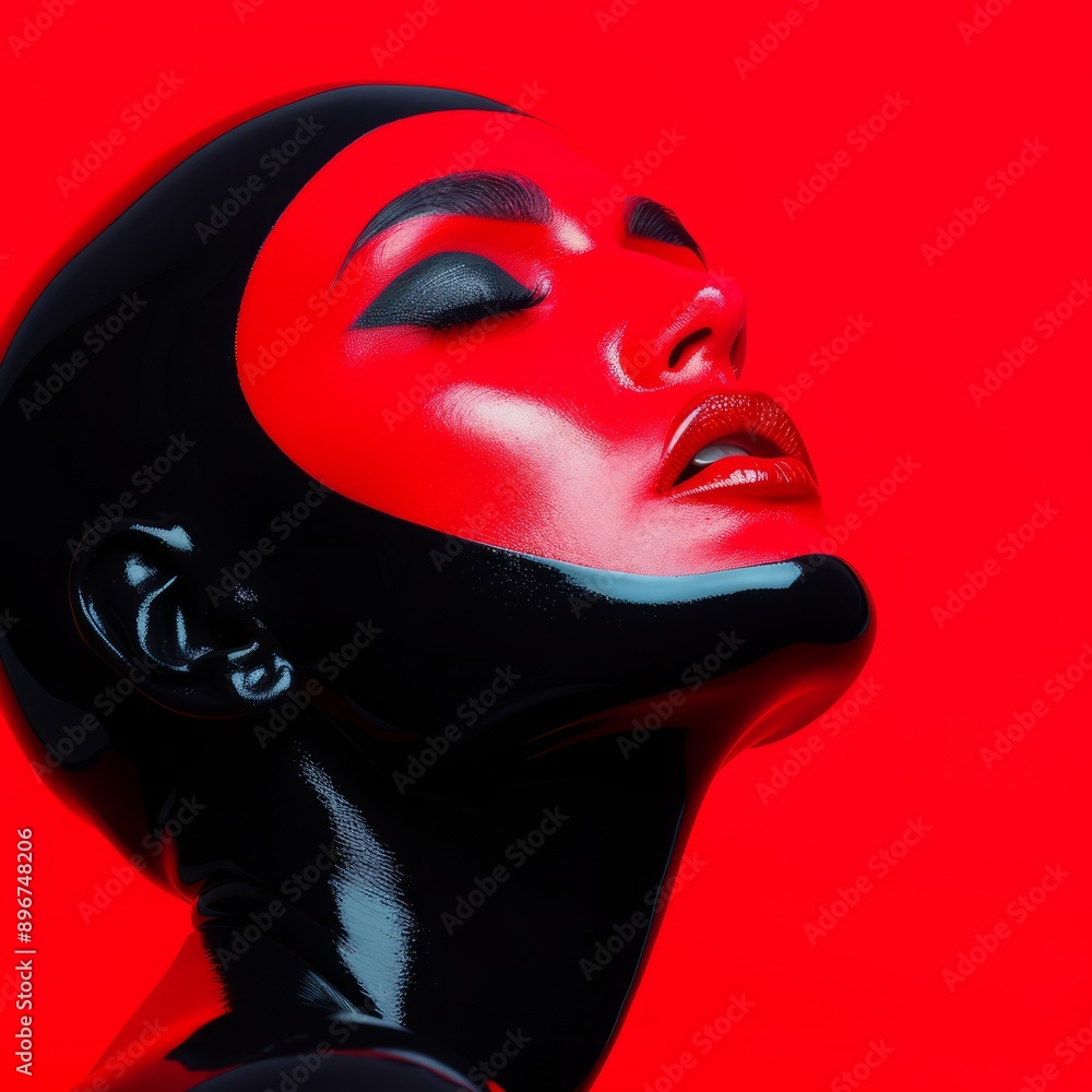 Red and black, vivid, minimalist, pretty face, modern style of red and black, beautiful goddess style charming simple atlas Red and black, vivid, minimalist, pretty face, modern style of red and black, beautiful goddess style charming simple atlas
