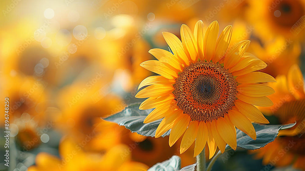 Fototapeta premium stunning arrangement of sunflowers, their bright yellow petals radiating warmth.
