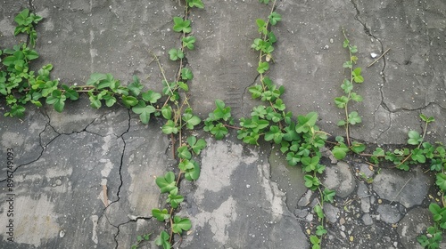 Plants flourishing on cracks in concrete roads