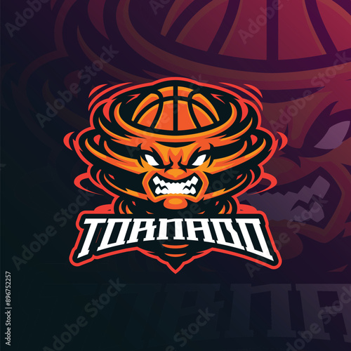 Tornado mascot logo design vector with modern illustration concept style for badge, emblem and t shirt printing. Tornado basket illustration.