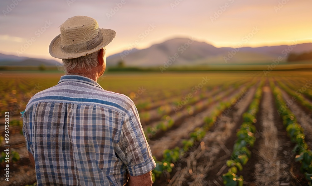 Farmer Enjoying His Vast Plantation in the Field Farmer Enjoying His Vast Plantation in the Field